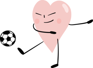 illustration of heart cute cartoon kick football png file