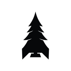 Black silhouette of stylized evergreen tree pine