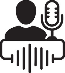Monoline podcast logo with sound bars vector representing audio, broadcasting, and media concept.