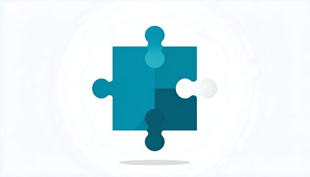 Four Teal Puzzle Pieces Forming a Square with One Missing Piece.