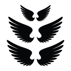 Obraz premium Collection of black silhouette angel wings in various sizes and styles