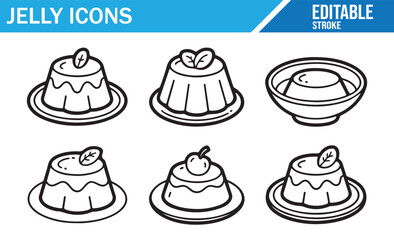 Vector Outline Pudding Icons – Minimal Dessert Symbol Pack