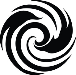 Abstract Swirl Waves with Hidden Animals Illustration on Transparent Background
