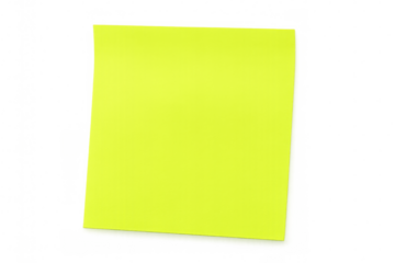 Yellow blank sticky note for office reminding important messages and thoughts on transparent background