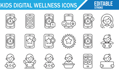 Mobile Safety for Children – Clean Line Art Icon Collection