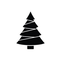 Black silhouette stylized Christmas tree white background