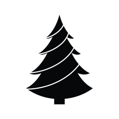 Black silhouette stylized Christmas tree white stripes