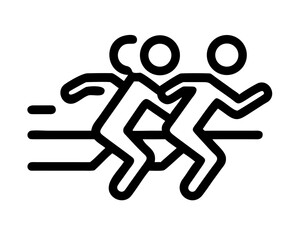 Icon illustration of three people running fast