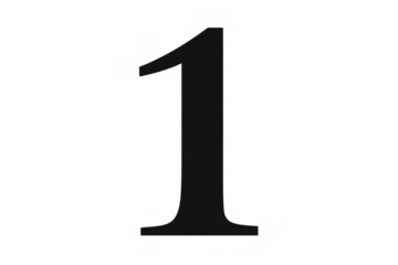Black numeral one displaying a transparent background, symbolizing first place, success, and singularity