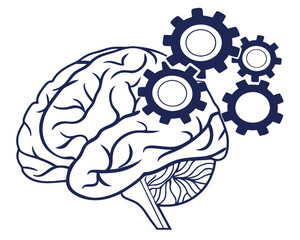 Brain with gears representing mental processes