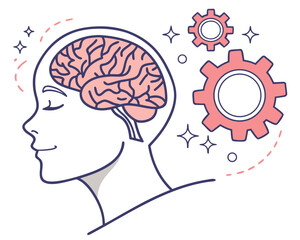 Brain with gears representing mental health