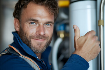 Experienced technician gives a thumbs up after a successful repair job. Dependable service & customer satisfaction guaranteed! Schedule your appointment today!