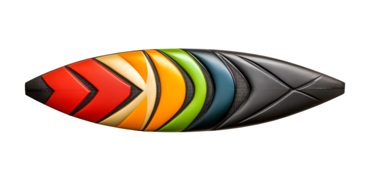 Multi colored segmented abstract object on white background, cut out transparent