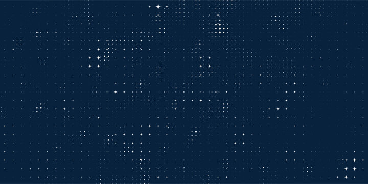 Space stars background, Cartoon starry illustration. Universe starry pattern with glowing stars and comets.Night sky constellations galaxy. Vector graphic.