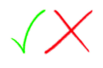 Green Checkmark Symbol and Red Cross Sign for Approvals and Dismissals in Digital Context