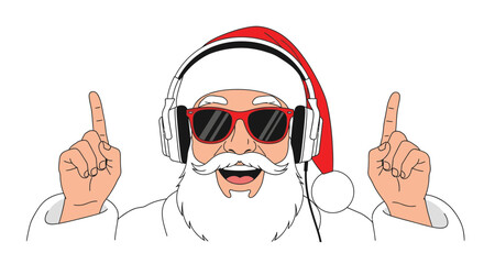Groovy Santa Claus with Headphones and Shades, Festive Holiday Fun, Perfect for Christmas Parties and Seasonal Promotions, Cheerful and Modern
