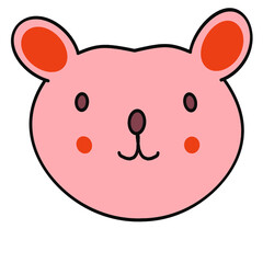 Cute Pink Bear Face Cartoon Design for Children’s Products and Graphics