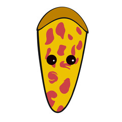 Cute Cartoon Pizza Slice Character With Friendly Eyes and Fun Design for Food Enthusiasts
