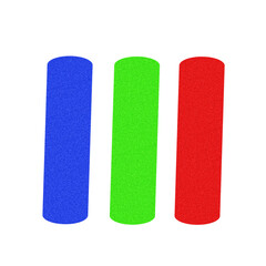 Colorful Vertical Cylinders in Blue, Green, and Red on a Black Background Creating Modern Visual Effect
