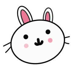 Cute Cartoon Bunny with Pink Ears and Cheeks, Simple Illustration for Kids and Creative Projects