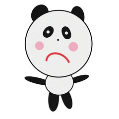 Cute Cartoon Panda Character with Sad Expression and Simple Design for Children's Projects