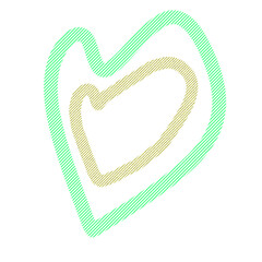 Colorful Hand-Drawn Heart Shape Design with Unique Outline and Playful Aesthetic Elements