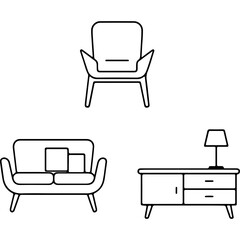 Outline of living room furniture