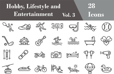 Hobby Entertainment Lifestyle Fun Leisure Activities Games Creativity Music Sports Art Icon Set Vol. 3