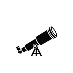 Black telescope on tripod icon astronomy science