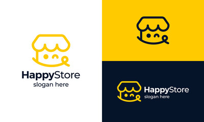 Happy store logo design vector illustration. Store design with smile graphic Icon, symbols, creative