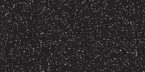 Snow, stars, twinkling lights, rain drops on black background. Abstract vector noise. Small particles of debris and dust. Distressed uneven grunge texture overlay.