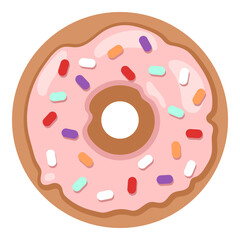 Vector Color Icon Donut with Pink Glaze