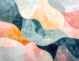Abstract Fluid Art with Pastel Colors and Glitter Accents in Neutral Background