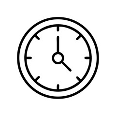 Minimal Wall Clock Outline Vector Icon Isolated on White Background