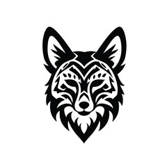 Black tribal fox head graphic design vector