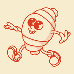 Croissant mascot contour retro vector design for bakery logo and branding