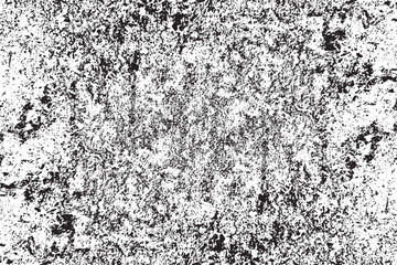 Monochrome texture composed of irregular graphic elements. Distressed uneven grunge background. Abstract vector illustration. Overlay for interesting effect and depth. Isolated on white background.