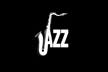 Jazz saxophone word art music design concept