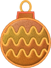 Festive embroidery patch with detailed stitch design of christmas ornament decoration for holiday season