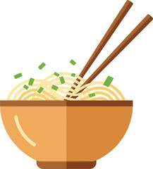 Delicious bowl of rice with chopsticks simple flat design asian food cuisine flat design vector illustration isolated on transparent background