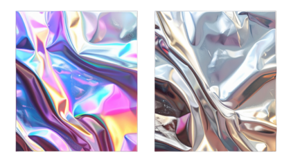  Abstract Reflective Foil Surfaces Bundle — isolated on transparent background