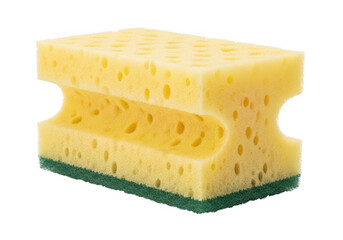 Yellow cleaning sponge close up isolated on transparent background