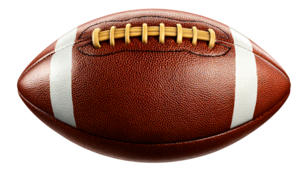 American Football Ball Close-Up, cut out transparent