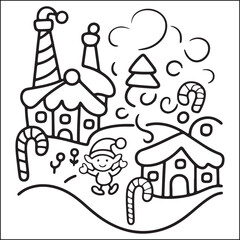 Christmas bold and easy black and white coloring pages for adults.