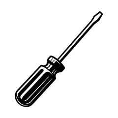 Fototapeta premium Screwdriver Vector Illustration – Black and White Hand Tool Icon for Repair, Maintenance, and Construction Design