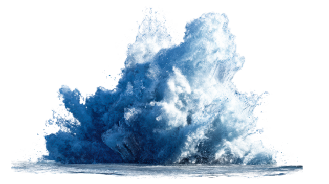 Violent Ocean Wave Crashing with White Splash, cut out transparent