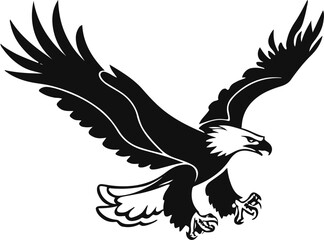 Flying eagle silhouette drawn in bold single line, white background 2