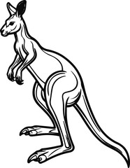 Kangaroo jumping in continuous line art, white background, bold contour 1