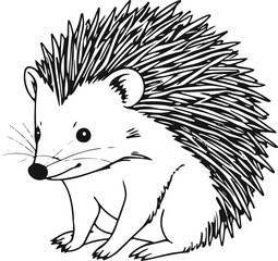 Hedgehog curled up, minimal contour lines, hand-drawn aesthetic