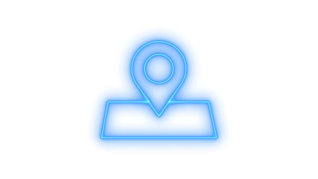 Glowing neon map location pointer icon isolated on transparent background. Destination point. Navigation guide. Marker sign. Pinpoint symbol. GPS tracker.